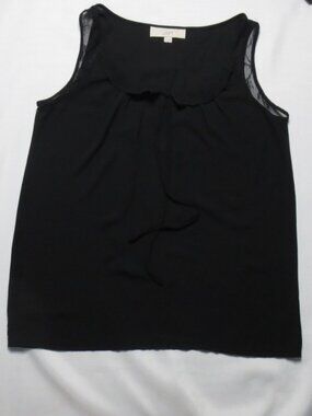 LOFT womens BLACK tank LACE dressy CASUAL tie LOOSE FIT polyester TOP SIZE XS